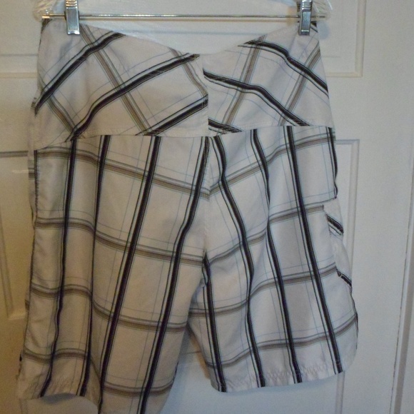 Men's Hurley Board Shorts White/Blk Plaid - Picture 2 of 7